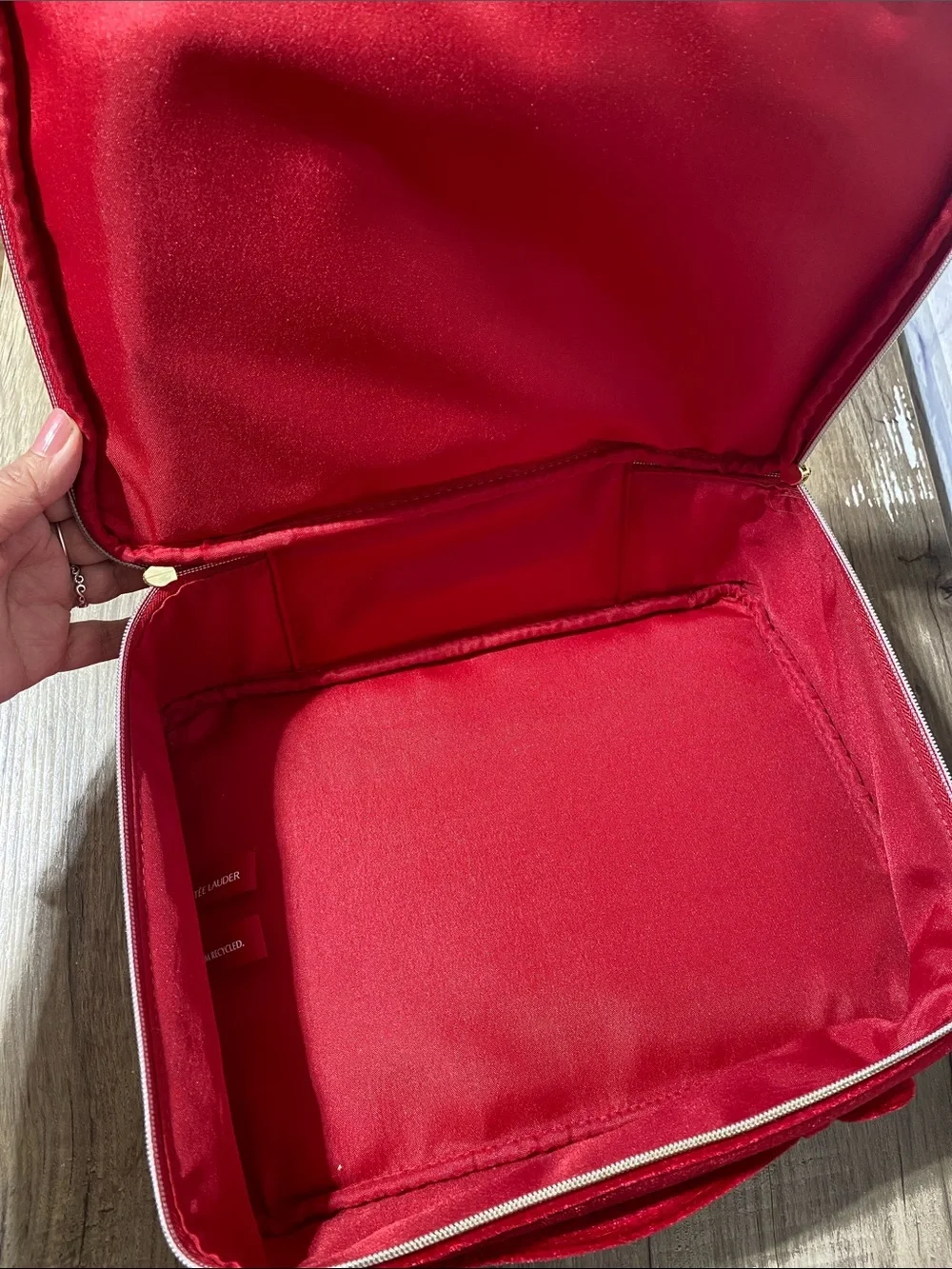 Estee Lauder Red Velvet Star Quilted Cosmetic Case